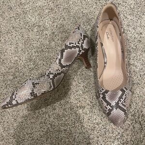Clarks Snakeskin Pattern Heels - Black and Cream